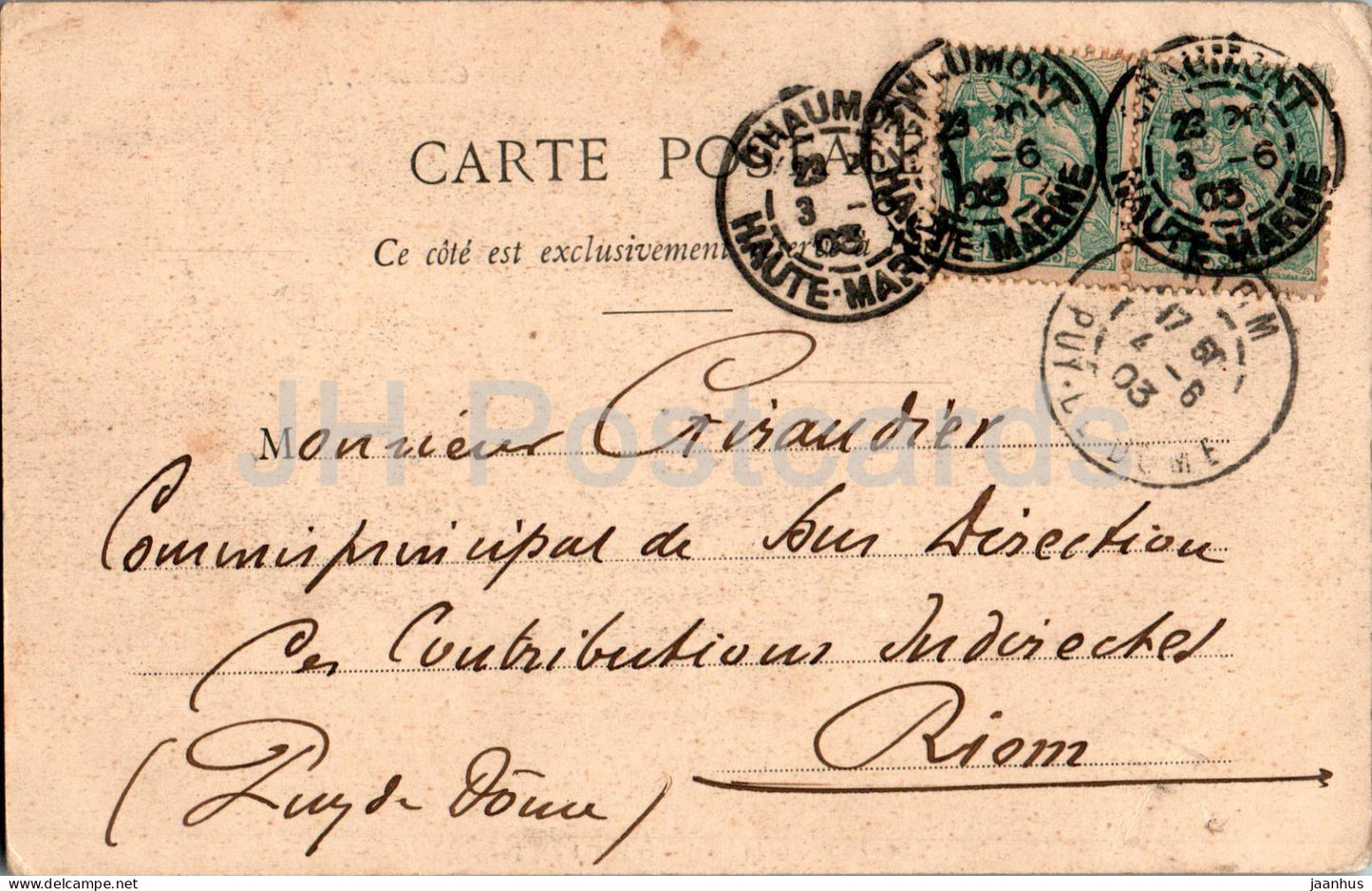 Chaumont - La Pointe du Donjon et le Val des Tanneries - old postcard - 1903 - France - used