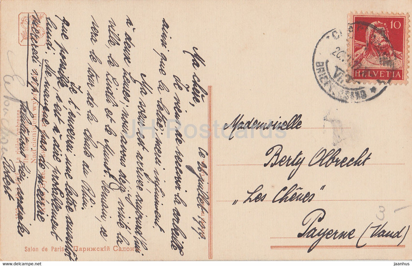 Gemälde von Abel – Dominique Boye – Der schattige Fluss – französische Kunst – 1310 – alte Postkarte – 1919 – Frankreich – gebraucht