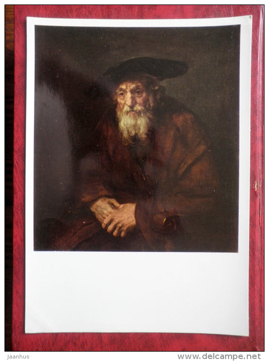 Painting by Rembrandt - Portrait of an old Jew , 1654 - maxi card - dutch art - 1973 - unused - JH Postcards