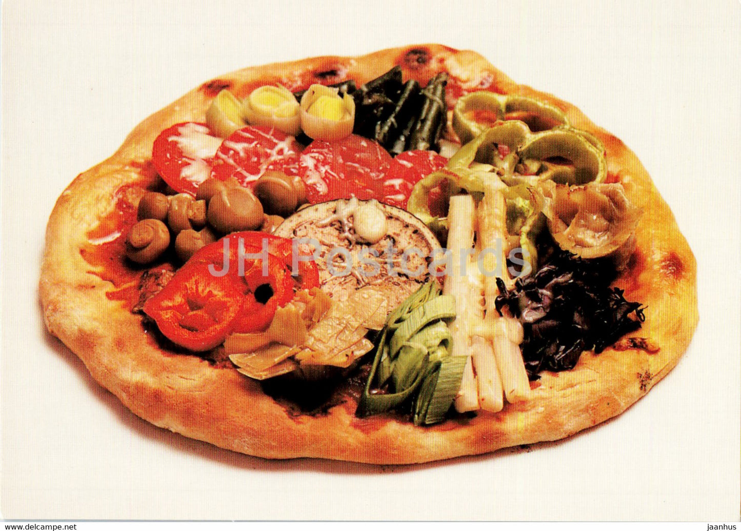 Pizza with Vegetables - Vegetarian dishes - recipes - 1989 - Russia USSR - unused - JH Postcards