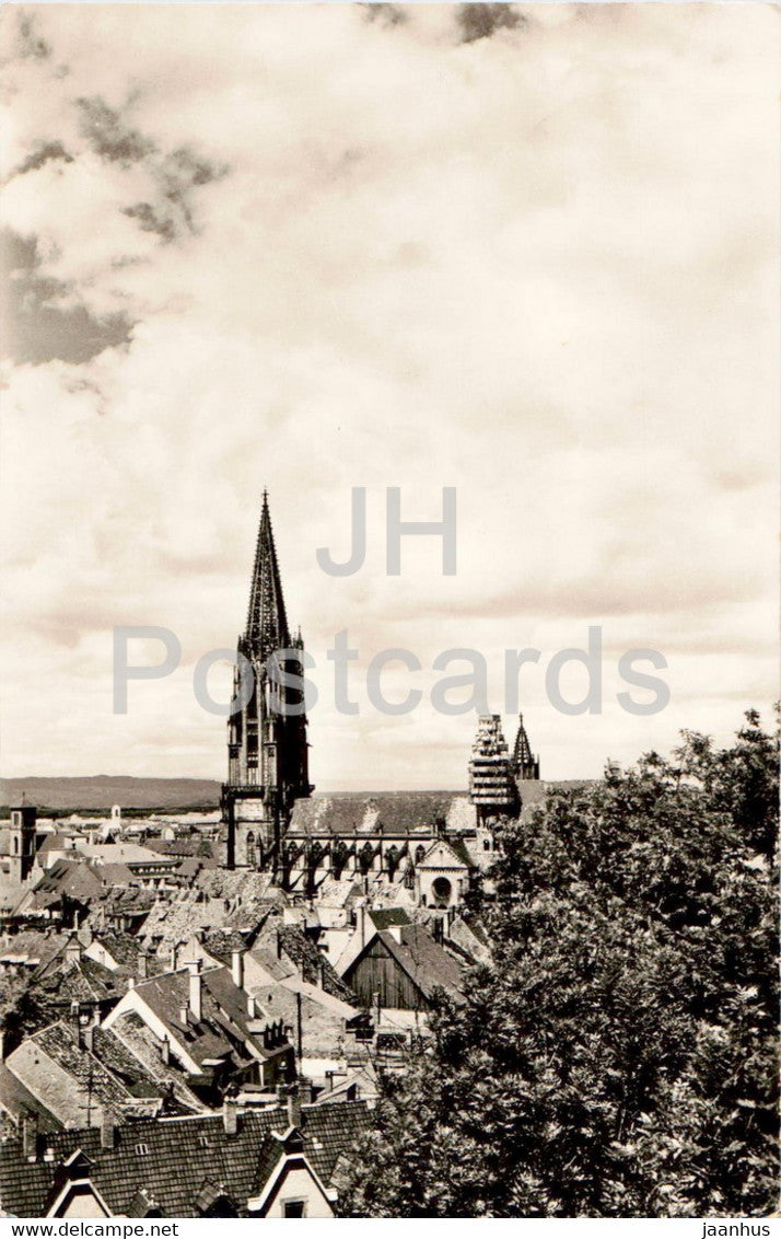 Freiburg - Munster - cathedral - old postcard - 1956 - Germany - used - JH Postcards