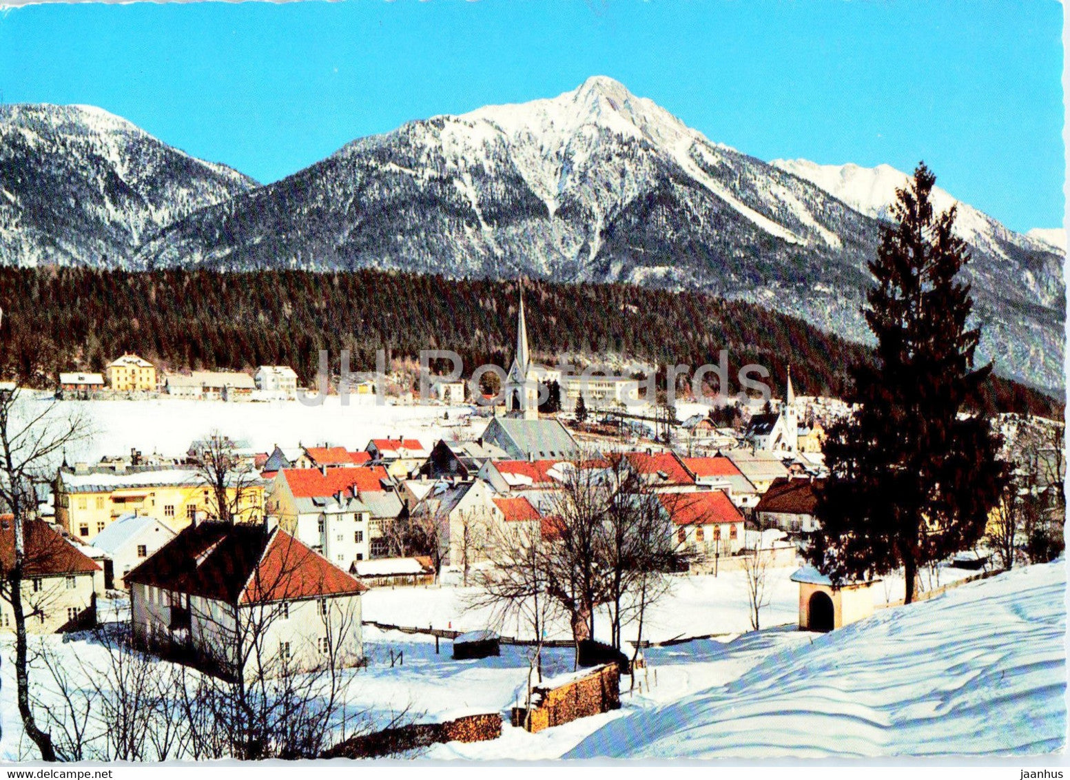 Wintersportplatz Hermagor im Gailtal gegen Spitzegel 2118 m - 1975 - Austria - used - JH Postcards