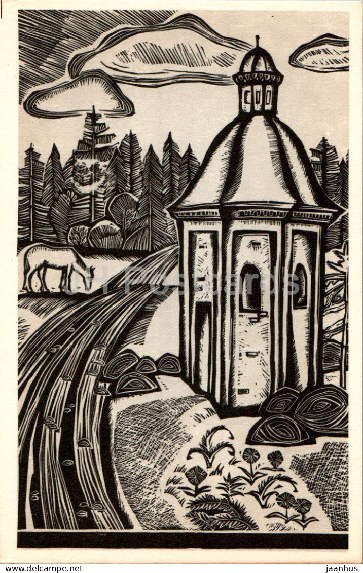 Solovki - Road to the Rebold - graphics by V. Presnyakov - 1969 - Russia USSR - unused - JH Postcards