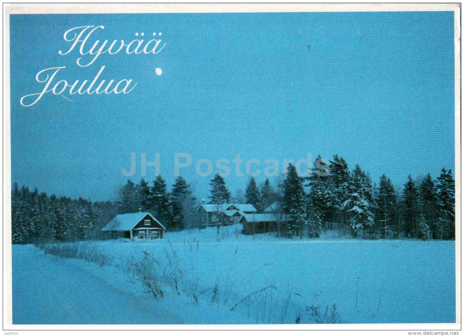 Christmas greeting card - winter view - house - buckthorn stamp - Finland - circulated in 1994 - JH Postcards