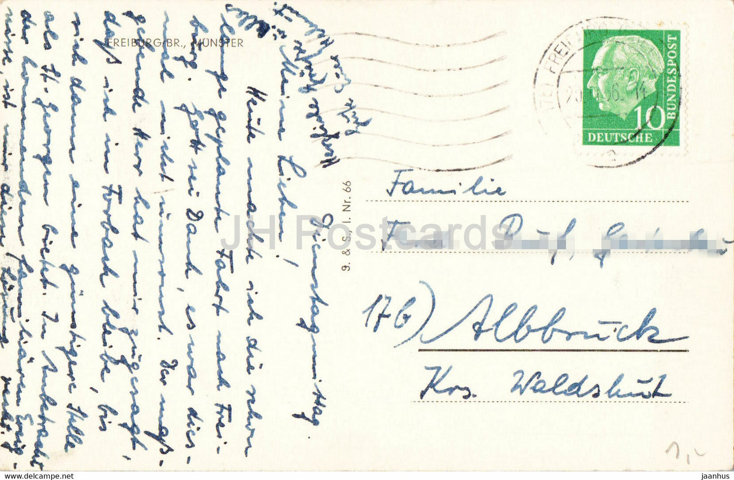 Fribourg - Munster - cathédrale - carte postale ancienne - 1956 - Allemagne - occasion