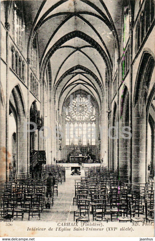 Carhaix - Interieur de l'Eglise Saint Tremeur - church - 330 - old postcard - France - unused - JH Postcards