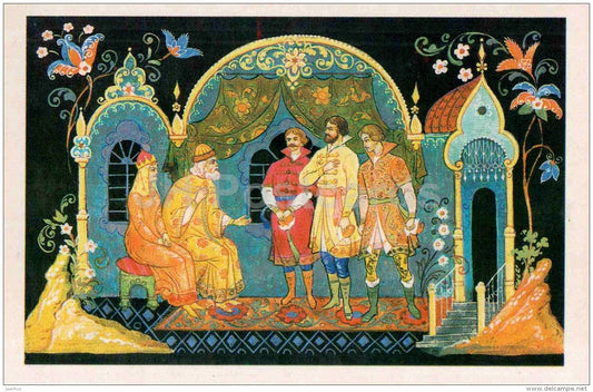 three brothers - Tsar - Princess Frog - Russian Fairy Tale - 1987 - Russia USSR - unused - JH Postcards