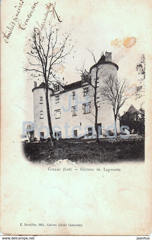 Caillac - Chateau de Lagrezette - castle - old postcard - 1904 - France - used - JH Postcards
