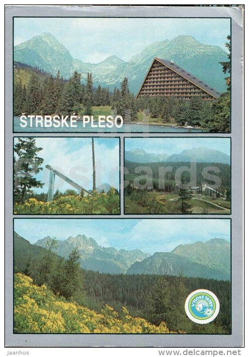 Strbske Pleso - hotel Patria - ski jumping hill - FIS - Vysoke Tatry - High Tatras - Czechoslovakia - Slovakia - used - JH Postcards