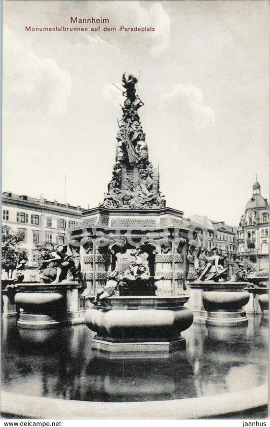 Mannheim - Monumentalbrunnen auf dem Paradeplatz - old postcard - Germany - unused - JH Postcards