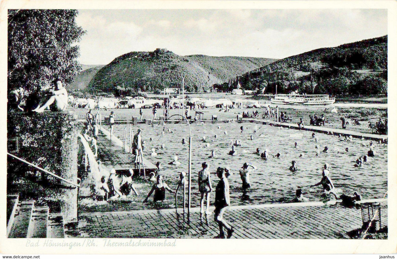 Bad Honningen - Thermalschwimmbad - old postcard - 1954 - Germany - used - JH Postcards