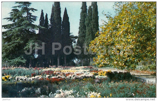 Exhibition area of Chrysantemum in the Upper park - Nikitsky Botanical Garden - Crimea - 1989 - Ukraine USSR - unused - JH Postcards