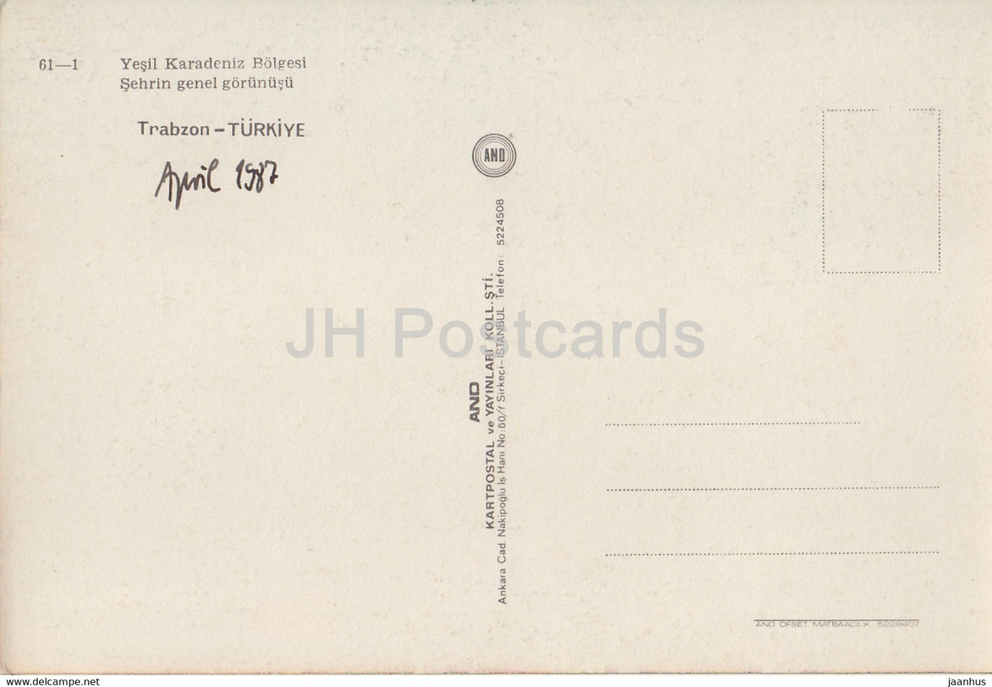 Trabzon - Région verte de la mer Noire - vue sur la ville - 1987 - Turquie - occasion