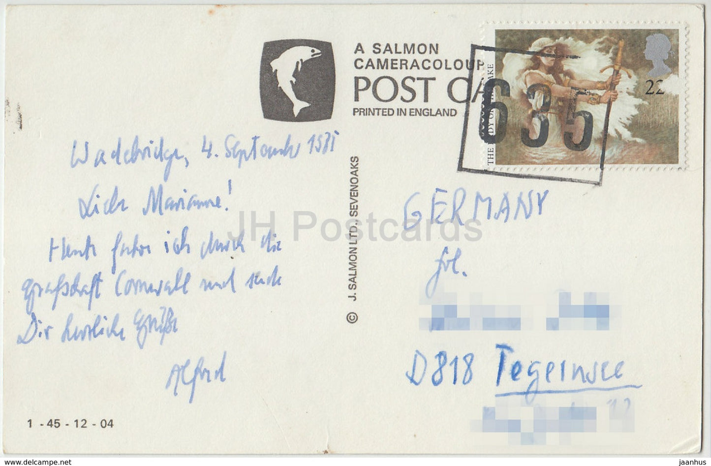 Salutations de Wadebridge - Le pont du 15ème siècle - Platt et l'hôtel de ville - 1985 - Royaume-Uni - Angleterre - utilisé