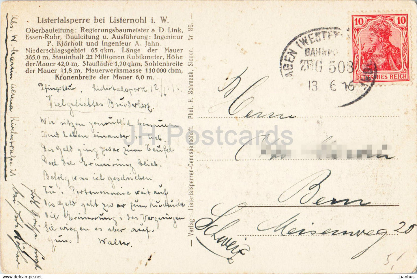 Listertalsperre bei Listernohl i W - Zug Post - train mail - 1916 - old postcard - Germany - used