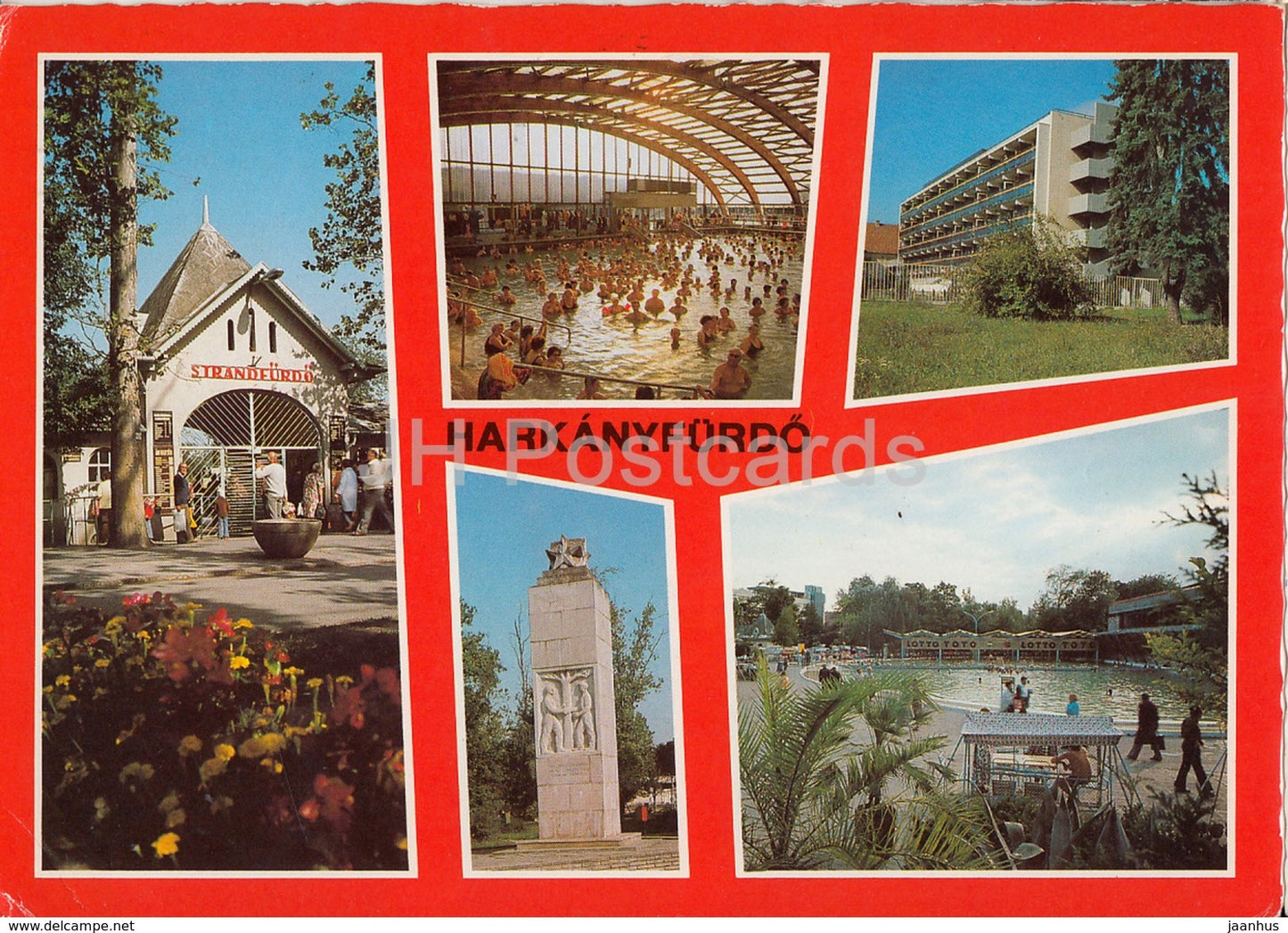 Harkanyfurdo - pool - monument - hotel - 1981 - Hungary - used - JH Postcards