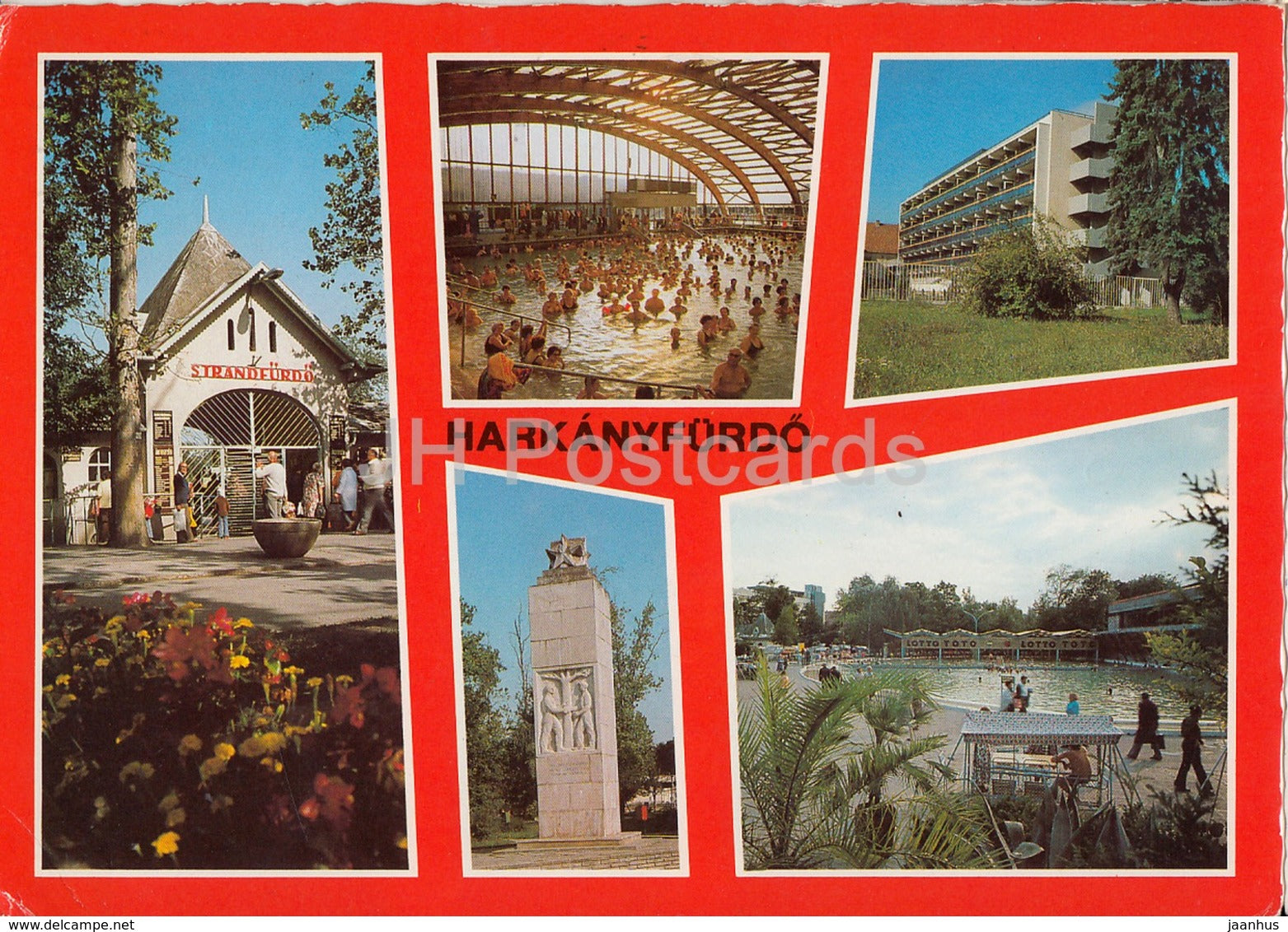 Harkanyfurdo - pool - monument - hotel - 1981 - Hungary - used - JH Postcards