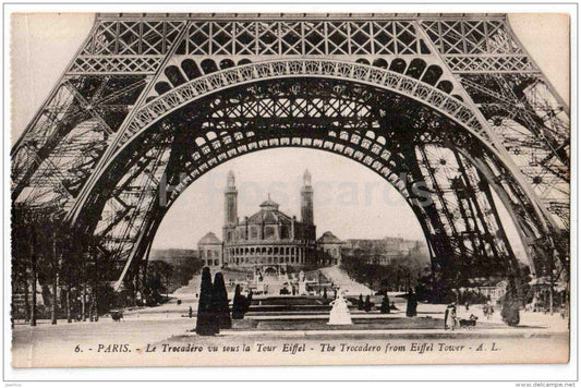 Le Trocadero vu sous La Tour Eiffel - The Trocadero from Eiffel Tower - 6 - Paris - France - unused - JH Postcards