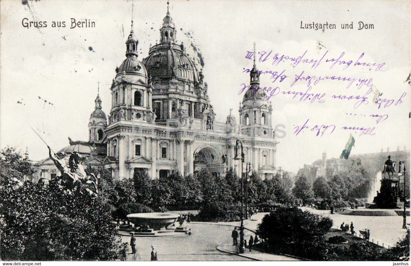 Gruss aus Berlin - Lustgarten und Dom - cathedral - old postcard - 1908 - Germany - used - JH Postcards
