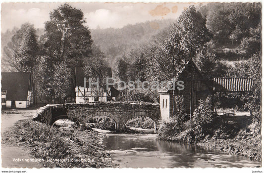 Volkringhausen - Honnetal - Honnebrucke - Haus Schulte - bridge - old postcard - 1957 - Germany - used - JH Postcards