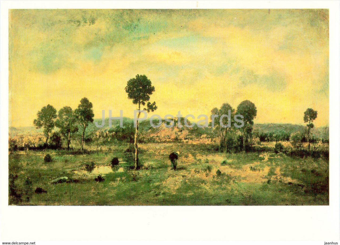 painting by Narcisse Virgile Diaz de la Pena - Landscape with Pine tree - French art - 1983 - Russia USSR - unused - JH Postcards