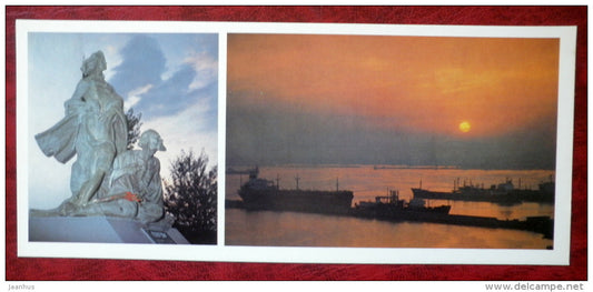 monument Unconquered - Zemeskaya bay - ships - Novorossiysk - 1982 - Russia USSR - unused - JH Postcards