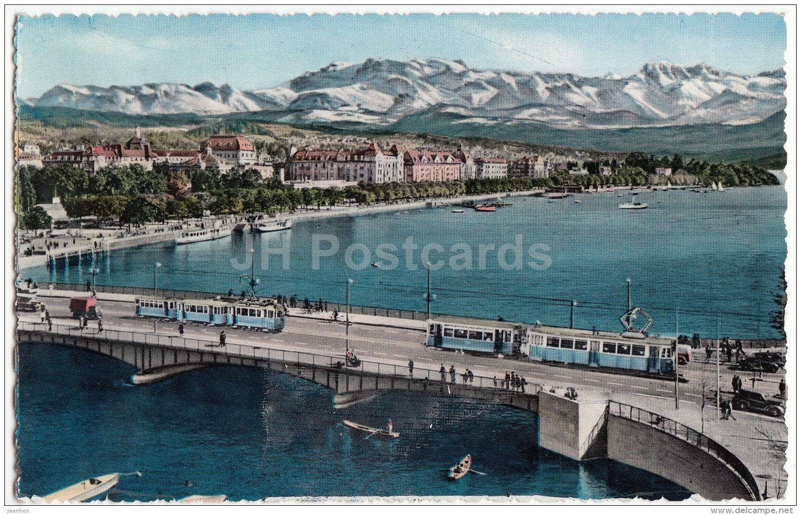 Quaibrücke und Utoquai - tram - Zurich - 17 - Switzerland - unused - JH Postcards
