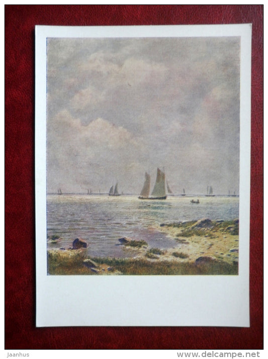 painting by N. Dubovsky , Sea - sailing boats - russian art  - unused - JH Postcards