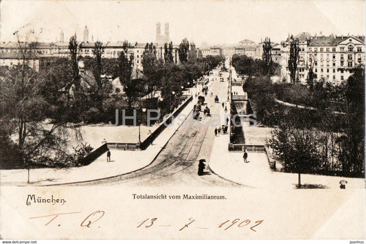 Munchen - Munich - Totalansicht vom Maximilianeum - old postcard - 1902 - Germany - used - JH Postcards