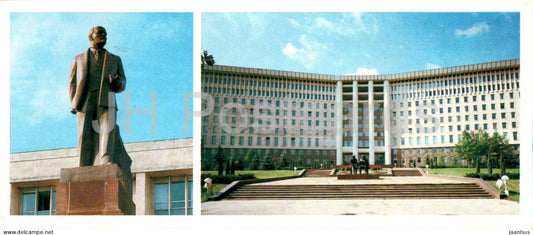 Chisinau - monument to Lenin at Victory square - Moldova SSR communist party building - 1985 - Moldova USSR - unused