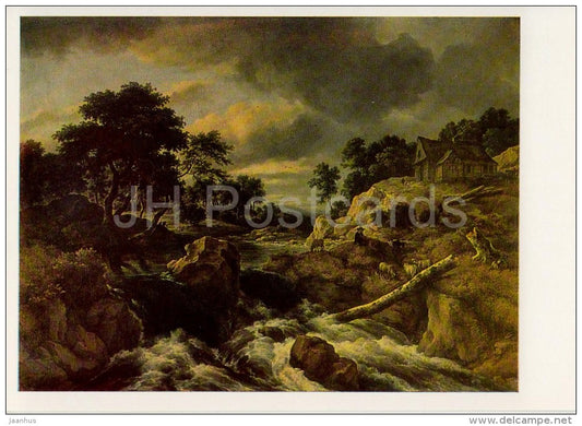 painting by Jacob van Ruisdael - Waterfall in Norway - Dutch art - 1983 - Russia USSR - unused - JH Postcards