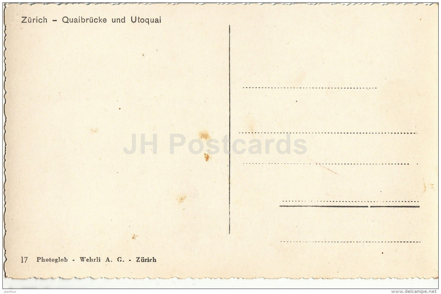 Quaibrücke und Utoquai - tram - Zurich - 17 - Switzerland - unused - JH Postcards