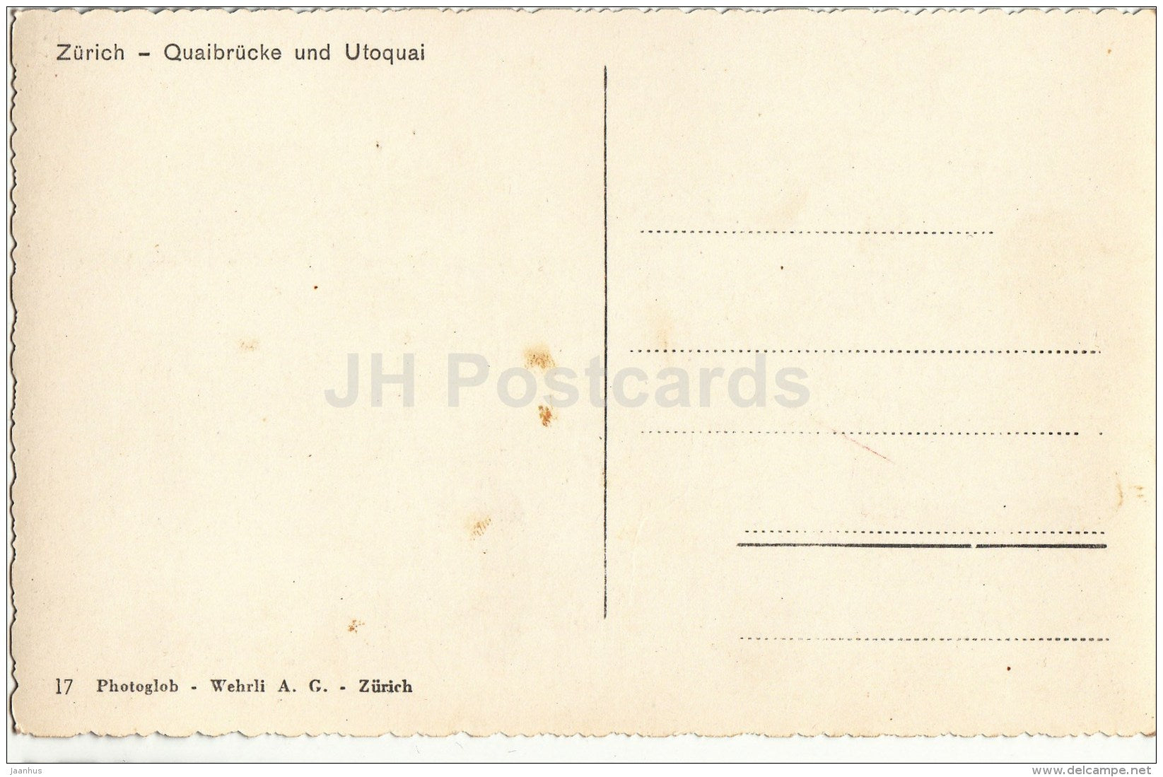 Quaibrücke und Utoquai - tram - Zurich - 17 - Switzerland - unused - JH Postcards