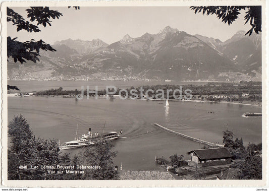 Lac Leman - Bouveret Debarcadere - Vue sur Montreux - steamer - militaire - passenger ship - 1939 - Switzerland - used - JH Postcards