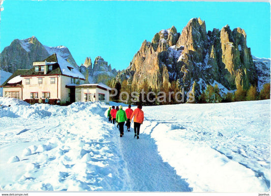 Gruppo del Catinaccio - Dolomiti - Val di Fassa - Ciampedie - Rifugio e dirupi di Larsec - Italy - used - JH Postcards