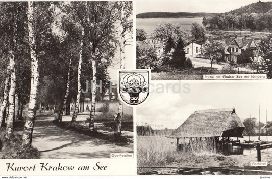 Kurort Krakow am See - Goetheallee - Partie am Gruber See mit Jornberg - Fischerei - Germany DDR - unused - JH Postcards