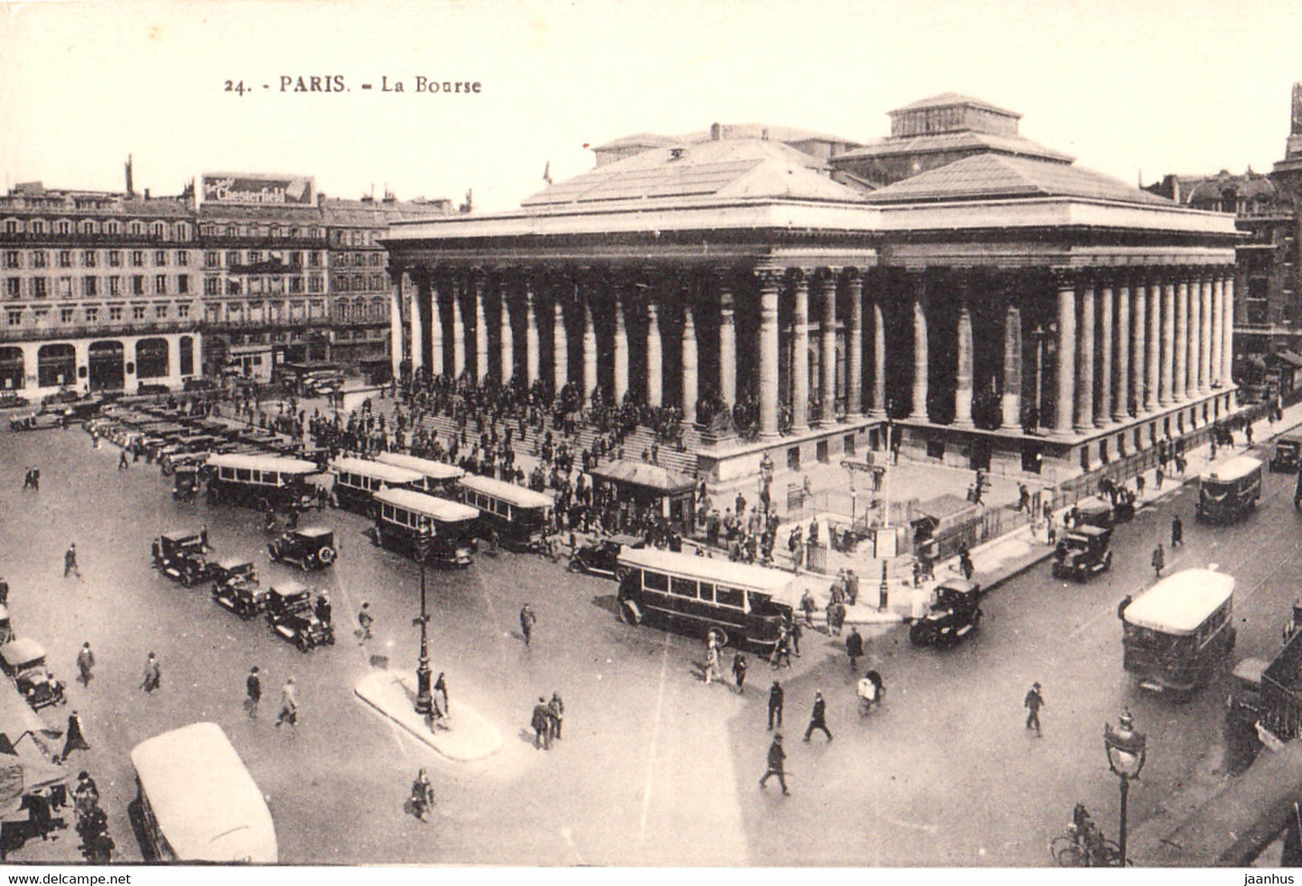 Paris - La Bourse - bus - car - old postcard - 24 - France - unused - JH Postcards