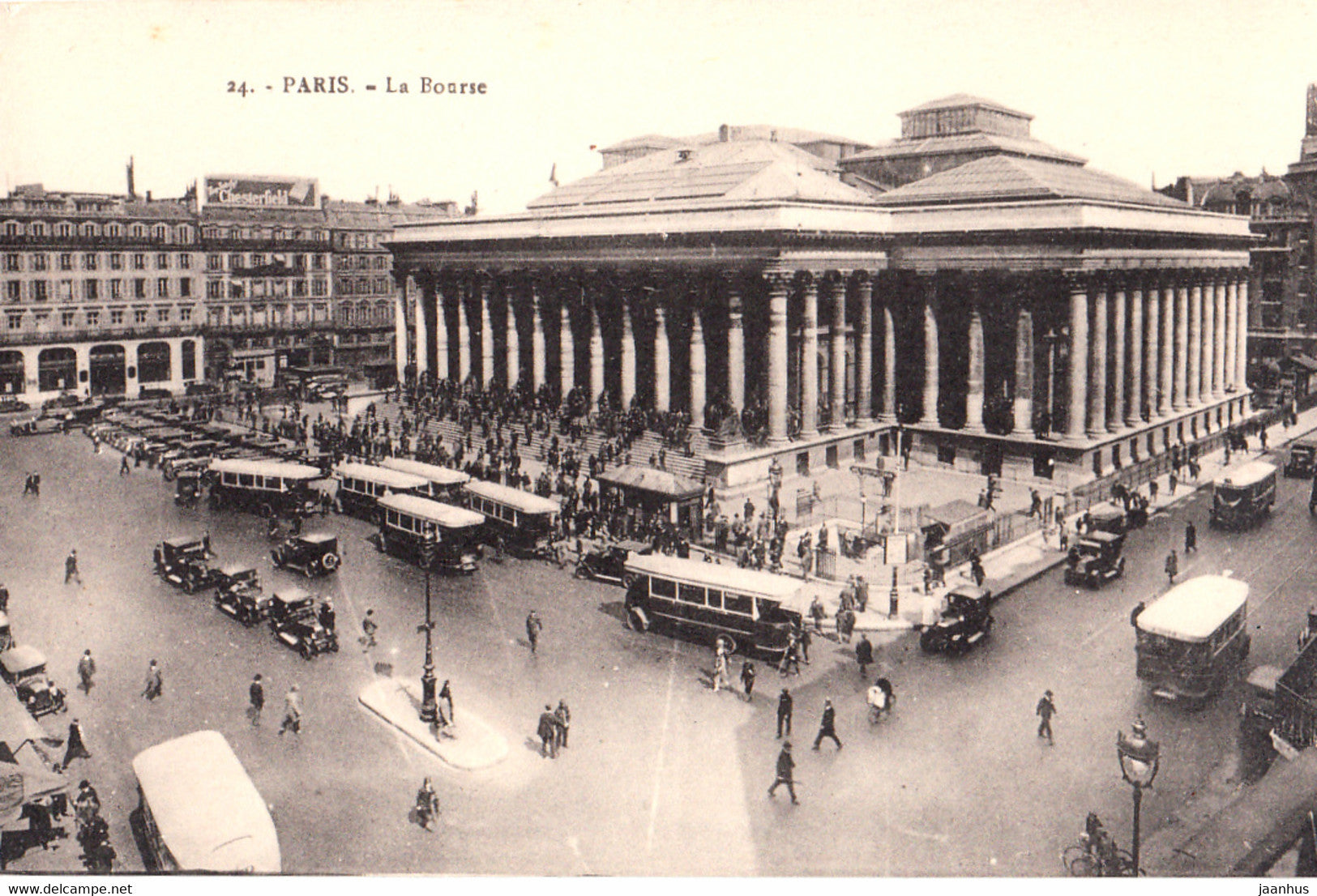 Paris - La Bourse - bus - car - old postcard - 24 - France - unused - JH Postcards