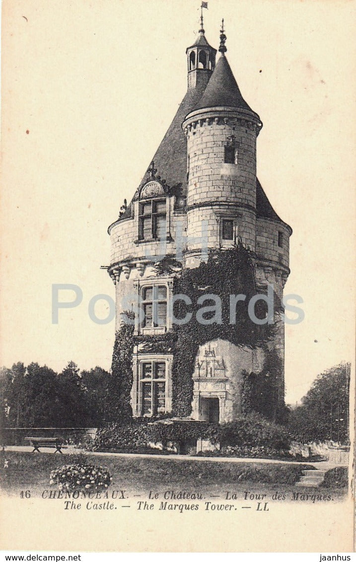 Chenonceaux - Le Chateau - La Tour des Marques - castle - 16 - old postcard - France - unused