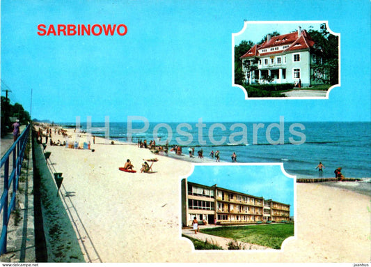 Sarbinowo - plaza - Dom Wypoczynkowy FWP Mewa 2 - holiday house - beach - Poland - unused - JH Postcards