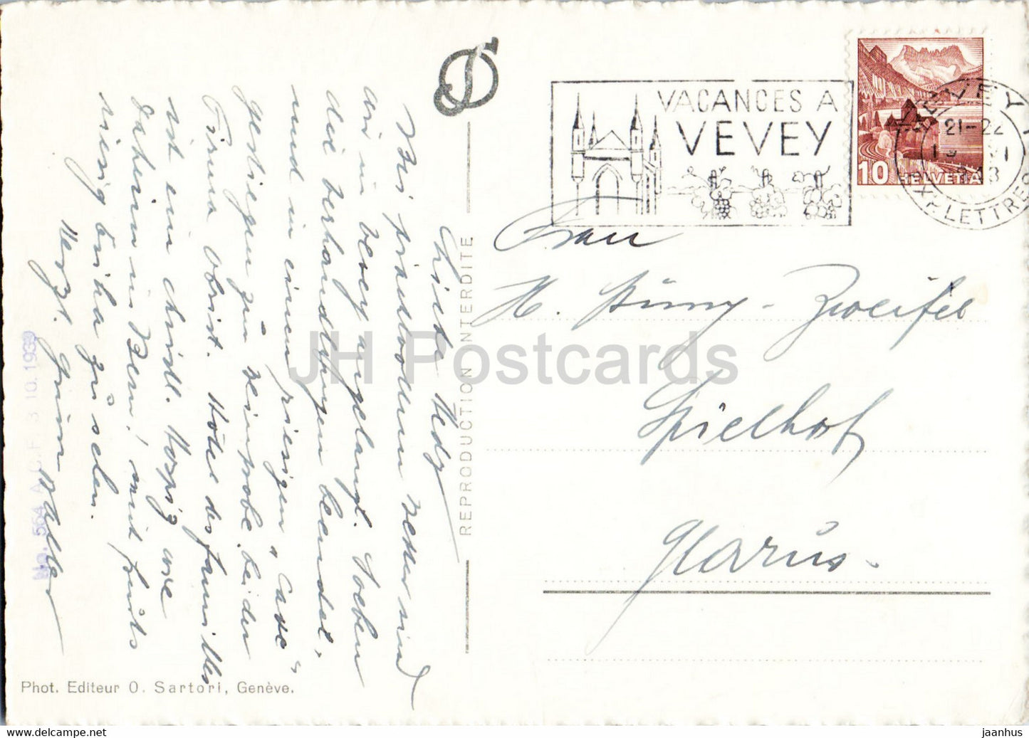 Montreux et Grammont - 1061 - 1943 - carte postale ancienne - Suisse - occasion