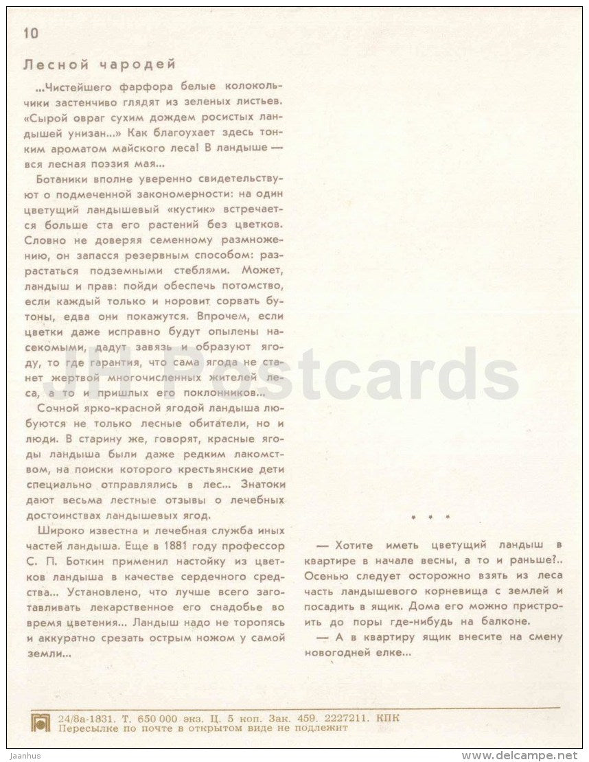 lily of the valley - Convallaria majalis - flowers - girl - Nature Encounter - 1973 - Russia USSR - unused - JH Postcards