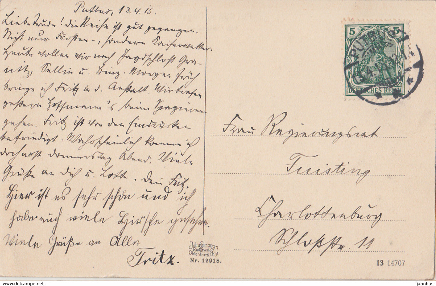 Putbus a Rugen - Kgl Padagogium - old postcard - 12918 - 1915 - Germany - used