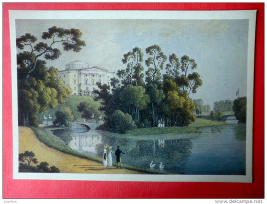 painting by A. Martynov - Pavlovsk . Palace View , 1821-1822 - russian art - unused - JH Postcards