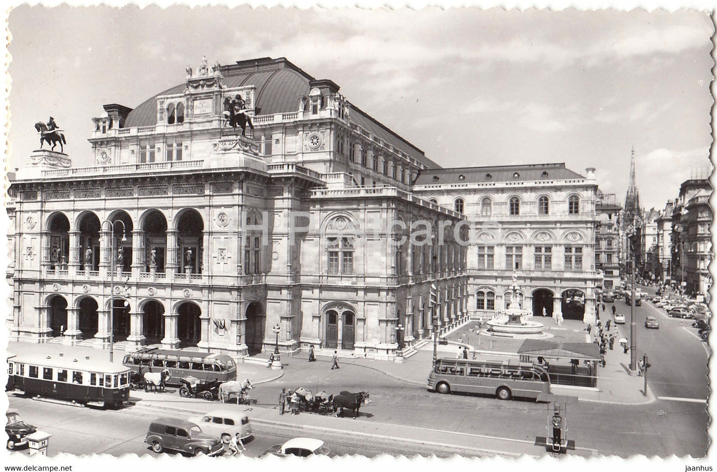 Wien - Staatsoper mit Kartnerstrasse - Vienna - tram - bus - car - old postcard - 1958 - Austria - used - JH Postcards