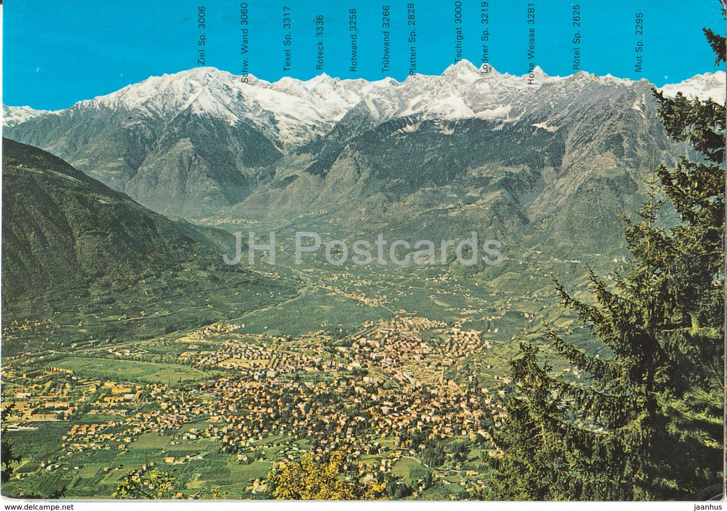 Hafling 1250 m - Blick auf Meran - Avelengo - panorama di Merano - Italy - 1984 - used - JH Postcards