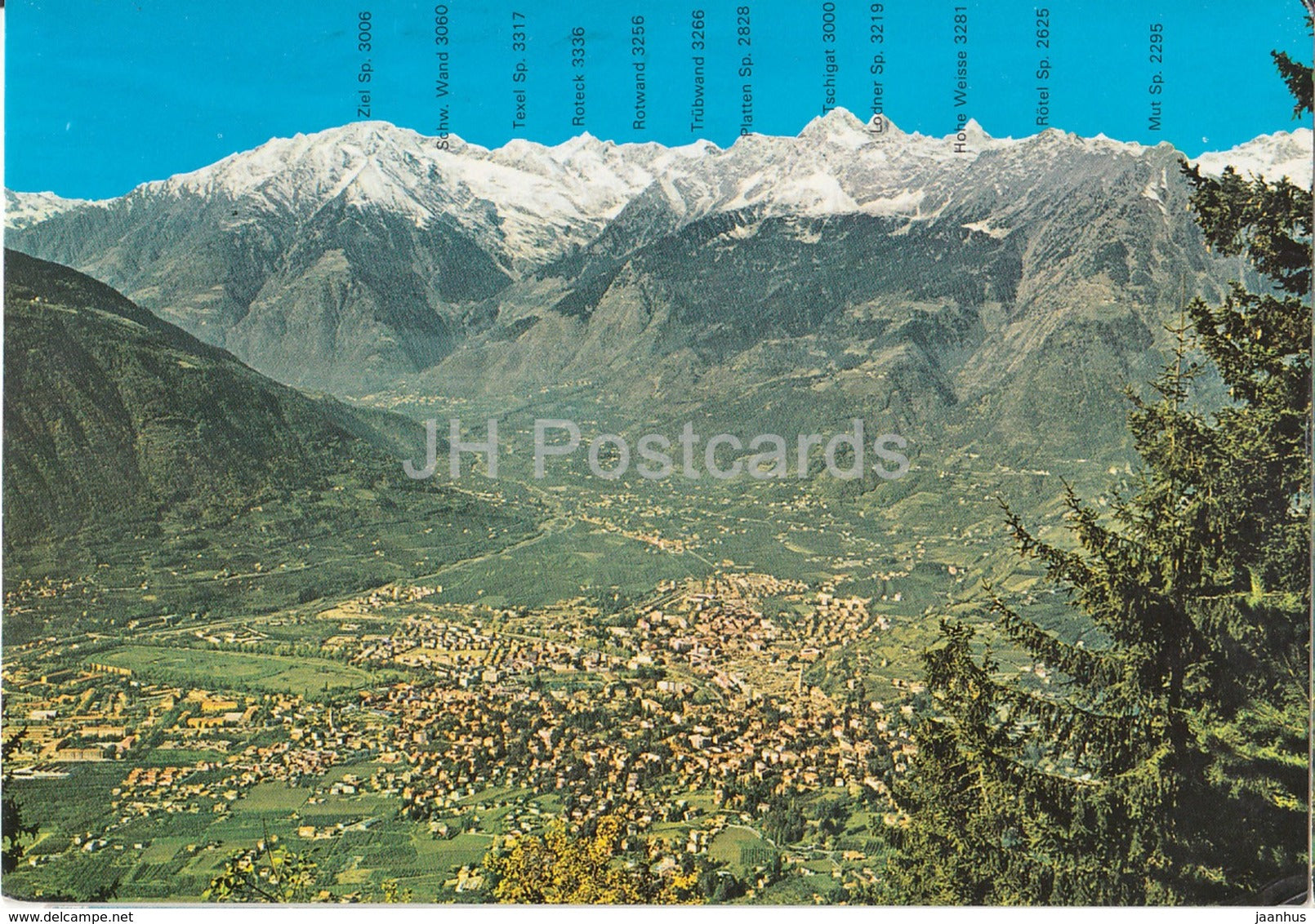 Hafling 1250 m - Blick auf Meran - Avelengo - panorama di Merano - Italy - 1984 - used - JH Postcards