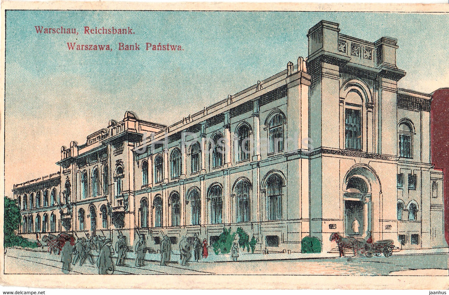 Warszawa - Warschau - Reichsbank - Bank Panstwa - Landstl Inf Batl Gotha  Feldpost - old postcard - 1916 - Poland - used - JH Postcards