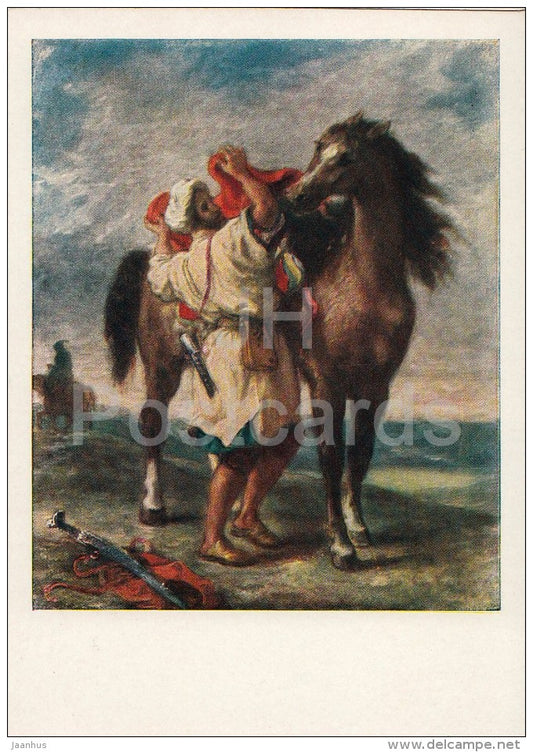 painting by Eugene Delacroix - Moroccan Saddling horse , 1855 - French art - 1959 - Russia USSR - unused - JH Postcards