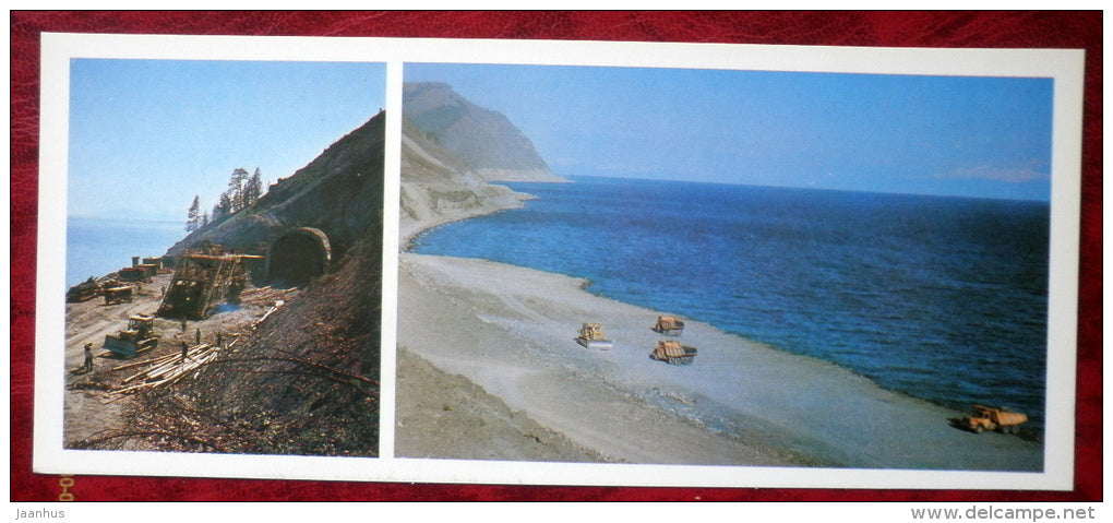 coastal tunnel - BAM - Baikal-Amur Mainline , construction of the railway  - 1981 - Russia USSR - unused - JH Postcards